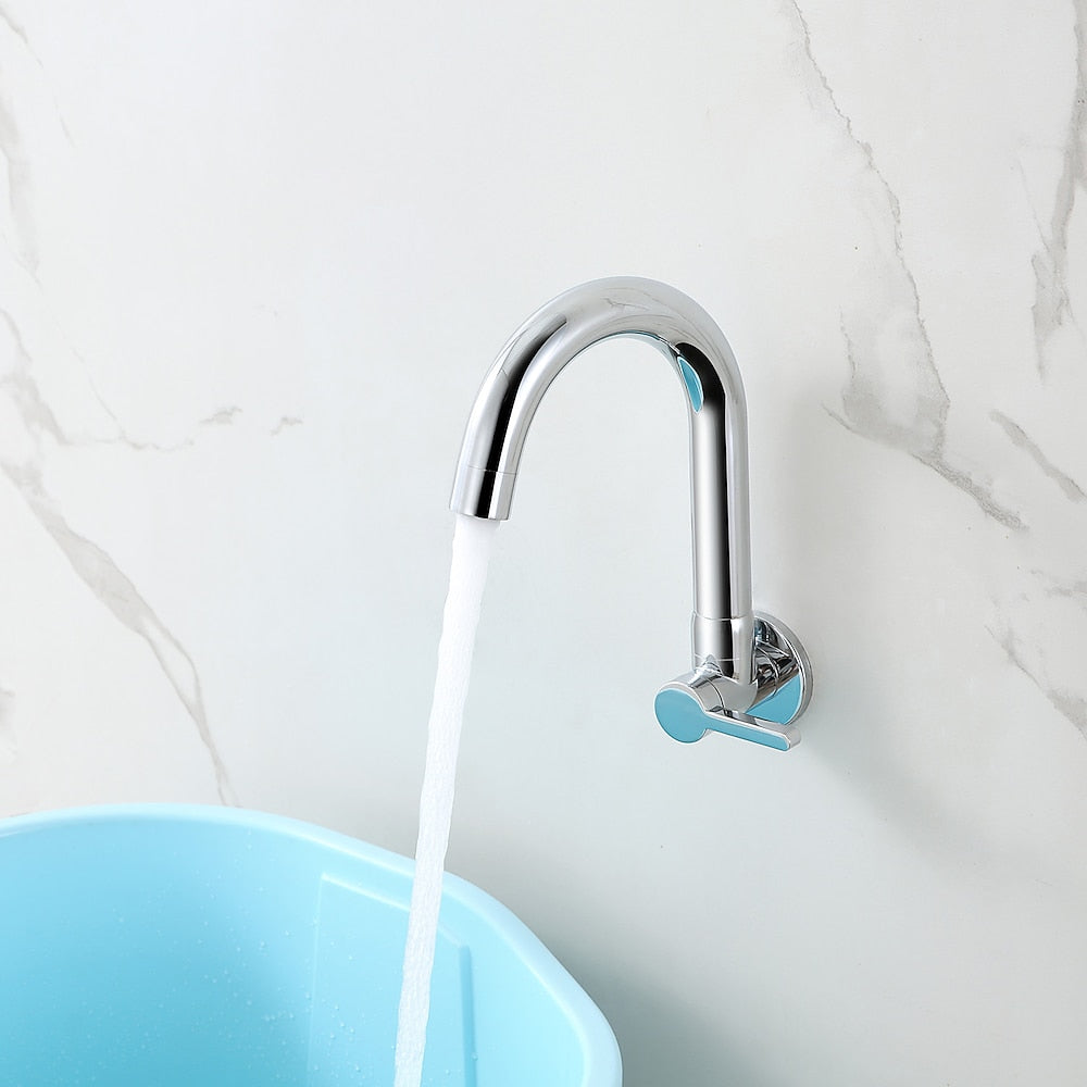 Modern Wall-Mount Single-Cold Bar Faucet, Single-Handle Swivel Spout Faucet, Chrome / Brushed Nickel / Brushed Gold / Matte Black