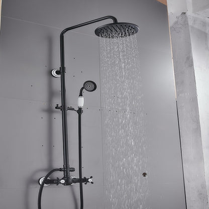 Oil-Rubbed Bronze Traditional Complete Shower System, Wall-Mounted Dual-Handle Brass Shower Faucet with Handheld Shower