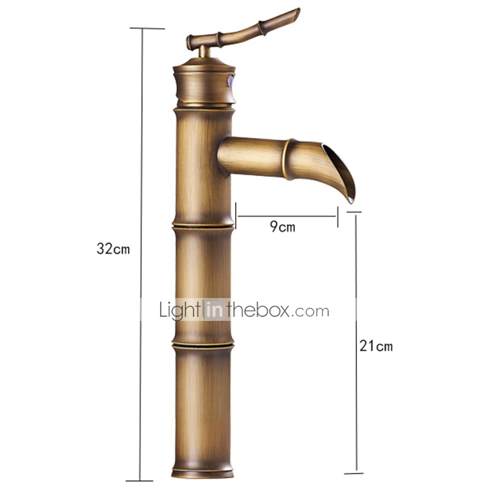 Bamboo Design Antique Brass Vessel Sink Faucet, Single-Handle Single-Hole Faucet