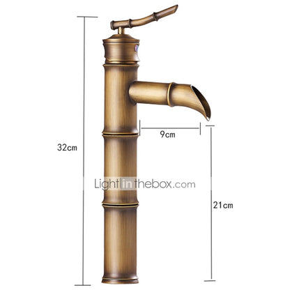 Bamboo Design Antique Brass Vessel Sink Faucet, Single-Handle Single-Hole Faucet
