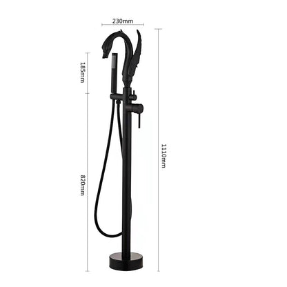 Swan-Design Freestanding Tub Filler Faucet, Single-Handle Bathroom Bathtub Faucet with Handheld Shower, Chrome / Polished Gold / Matte Black