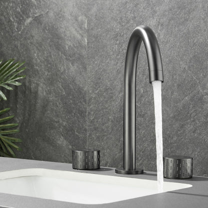 Swivel Spout 3-Hole Widespread Bathroom Sink Faucet, Dual-Handle Brass Faucet, Brushed Gold / Gunmetal / Matte Black / Chrome