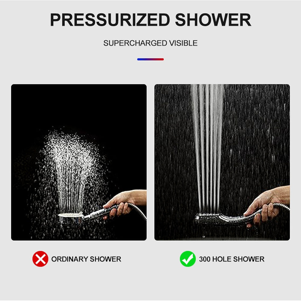 High-Pressure Water-Saving Rectangular Hand Shower, Contemporary ABS Shower Head, Chrome / Matte Black