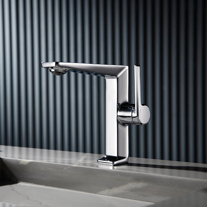 Modern Single-Hole Bathroom Faucet, Single-Handle Brass Faucet, Polished Gold / Chrome / Matte Black / Brushed Gold / Rose Gold / Matte White / Gunmetal