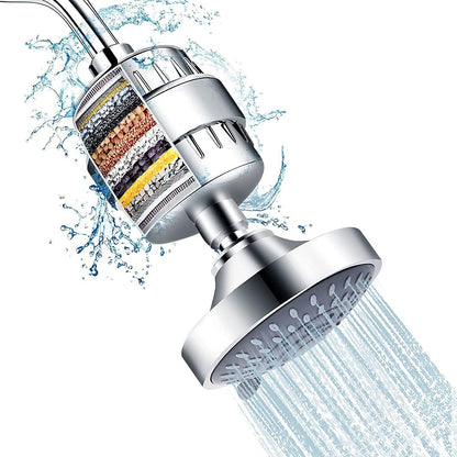 5-Spray Mode Fixed Shower Head, Modern Wall-Mount Round Showerhead, Chrome / Matte Black / Stainless Steel