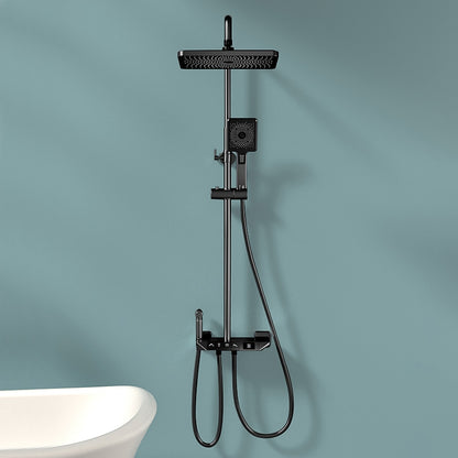 Digital Display Waterfall Rainfall Brass Shower Faucet Set, Wall-Mounted Complete Tub & Shower System, Matte Black / Matte White / Gunmetal
