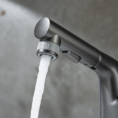 Modern Pull-Out Bathroom Sink Faucet, Single-Handle Swivel Spout Faucet, Brushed Gold / Chrome / Matte Black / Gunmetal