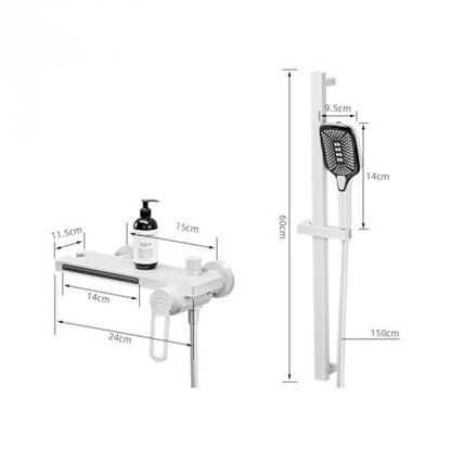 Modern Waterfall Wall-Mount Tub Faucet, Single-Handle Bath Faucet with Handheld Shower, Brushed Gold / Matte Black / Chrome / Matte White / Gunmetal
