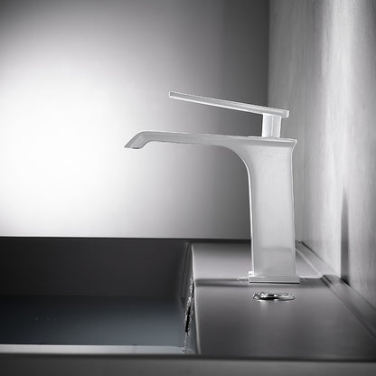Modern Waterfall Bathroom Faucet, Single-Handle Brass Faucet, Brushed Gold / Chrome / Gunmetal / Matte Black / Matte White