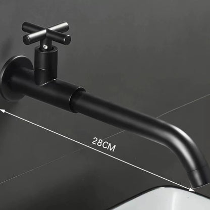 Wall-Mount Single-Hole Bathroom Faucet, Single Cross Handle Cold Water Faucet, Chrome / Matte Black / Polished Gold / Antique Brass / Matte White