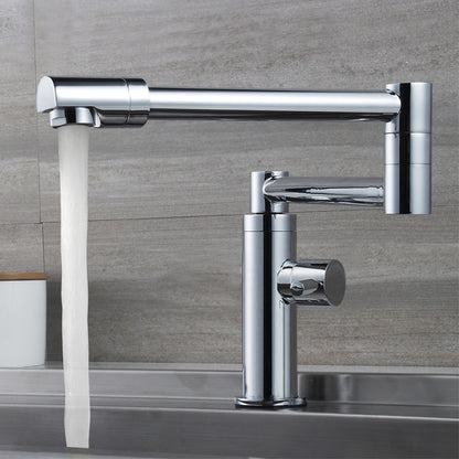 Chrome Foldable Pot Filler Faucet, Single-Hole Deck-Mount Cold Only Kitchen Faucet