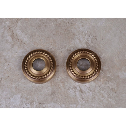 Antique Brass Wall-Mount Kitchen Faucet, Traditional Two-Hole Dual-Handle Swivel Spout Faucet