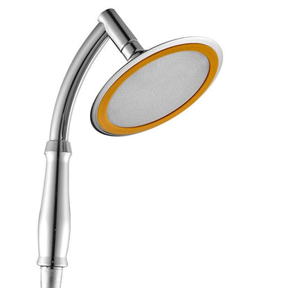Chrome Contemporary Handheld Shower Head, High Pressure Round Spray Head with Hose / Bracket
