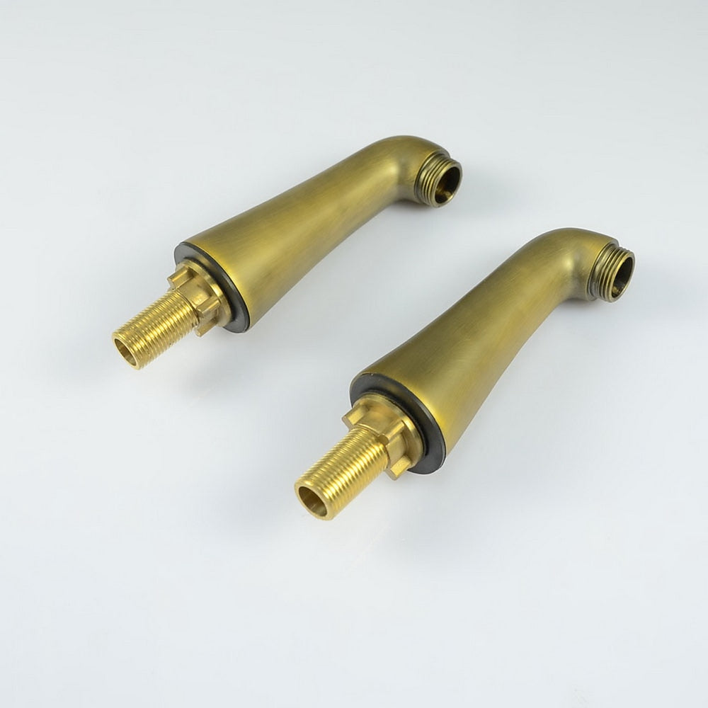Antique Brass Traditional Deck-Mount Tub Faucet, Two-Handle Tub Filler with Handheld Shower