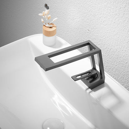 Modern Waterfall Bathroom Faucet, Single-Handle Brass Sink Faucet, Matte Black / Brushed Gold / Gunmetal / Matte White
