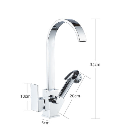 Chrome Pull-Out Sprayer Kitchen Faucet, Modern Single-Handle High Arc Faucet