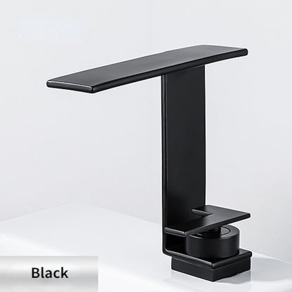 Modern Waterfall Bathroom Faucet, Single-Handle Brass Faucet, Chrome / Matte Black / Gunmetal / Brushed Gold