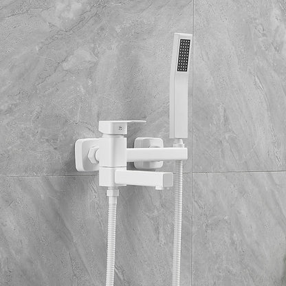 Wall-Mount Single-Handle Swivel Spout Tub Faucet, Bathtub Filler Faucet with Handheld Shower