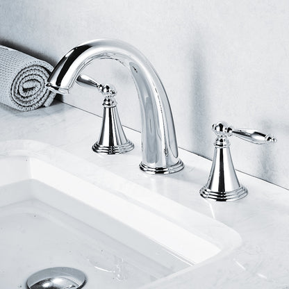 Modern High Arc Bathroom Sink Faucet, Widespread Dual-Handle Faucet, Matte Black / Matte White / Gunmetal / Chrome