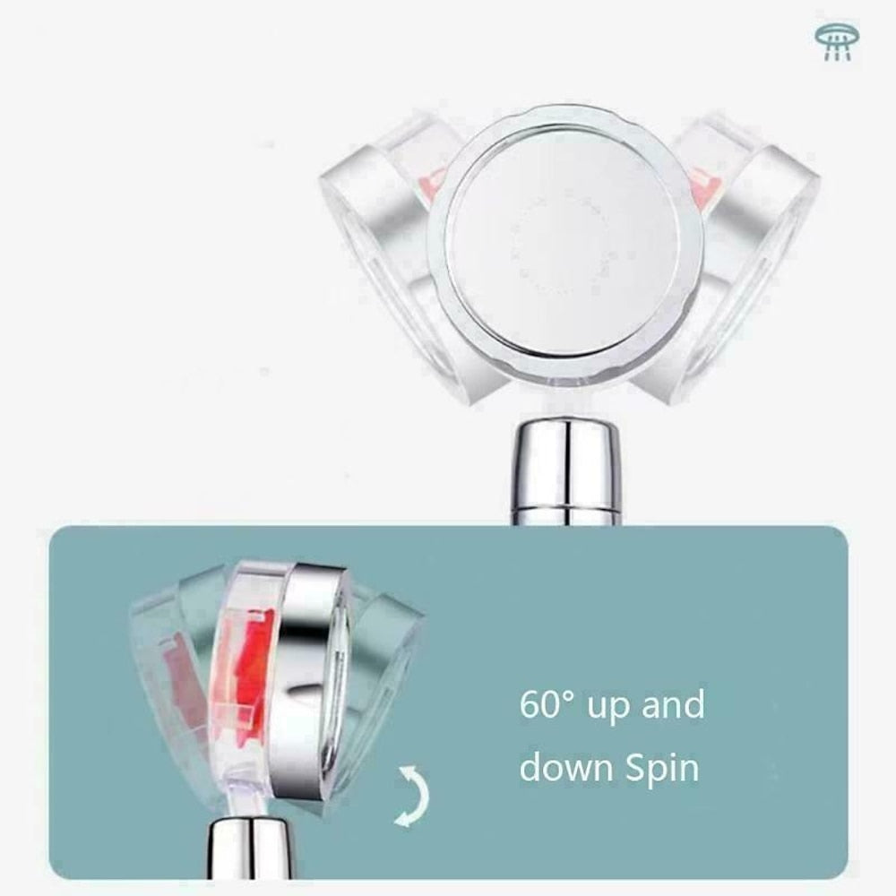 High-Pressure Turbo Fan Handheld Shower Head, 360-Degree Swivel ABS Shower Head with Pause Switch, Silver / Gold / Multi