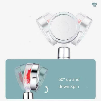 High-Pressure Turbo Fan Handheld Shower Head, 360-Degree Swivel ABS Shower Head with Pause Switch, Silver / Gold / Multi