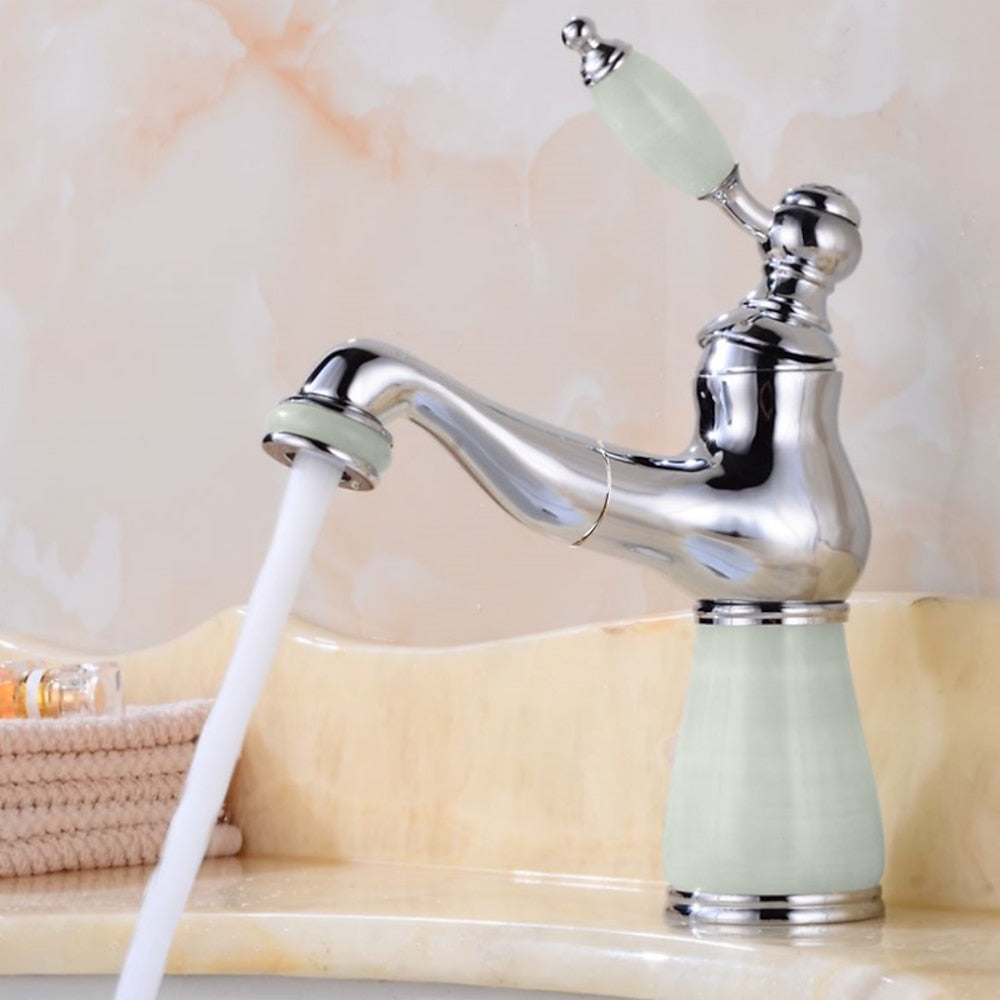 Vintage Single-Hole Bathroom Faucet, High Arc Brass Faucet