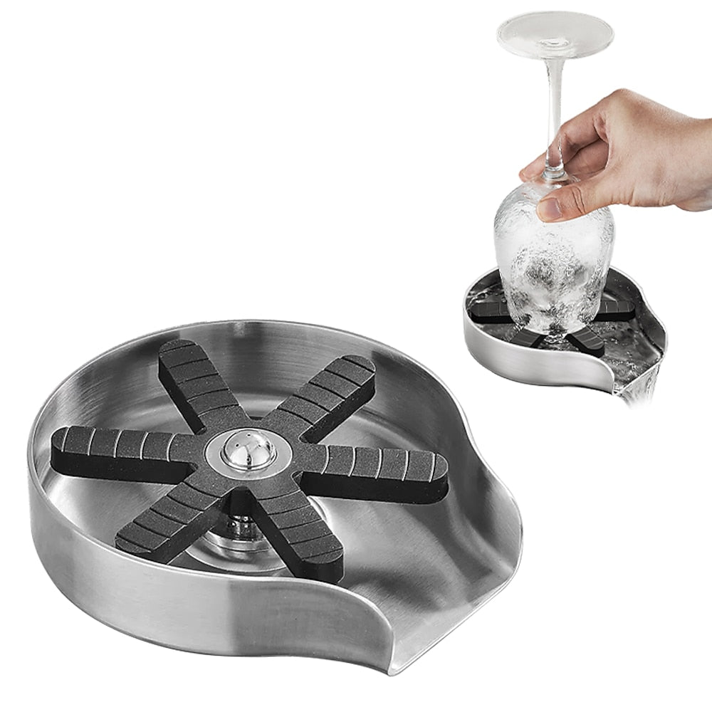 Press-Down Stainless Steel Glass Rinser, Cup Rinser with G1/2 Hose, Matte Black / Brushed Nickel / Gunmetal