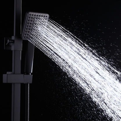 Modern Rainfall Tub Shower System, Wall-Mounted Exposed Shower Faucet with Handheld Spray