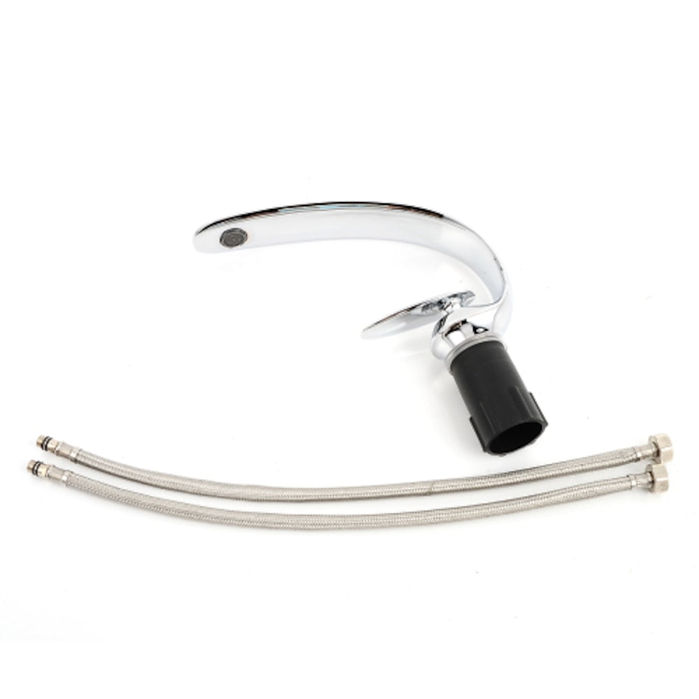 High Arc Chrome Bathroom Faucet, Modern Single-Hole Single-Handle Brass Faucet
