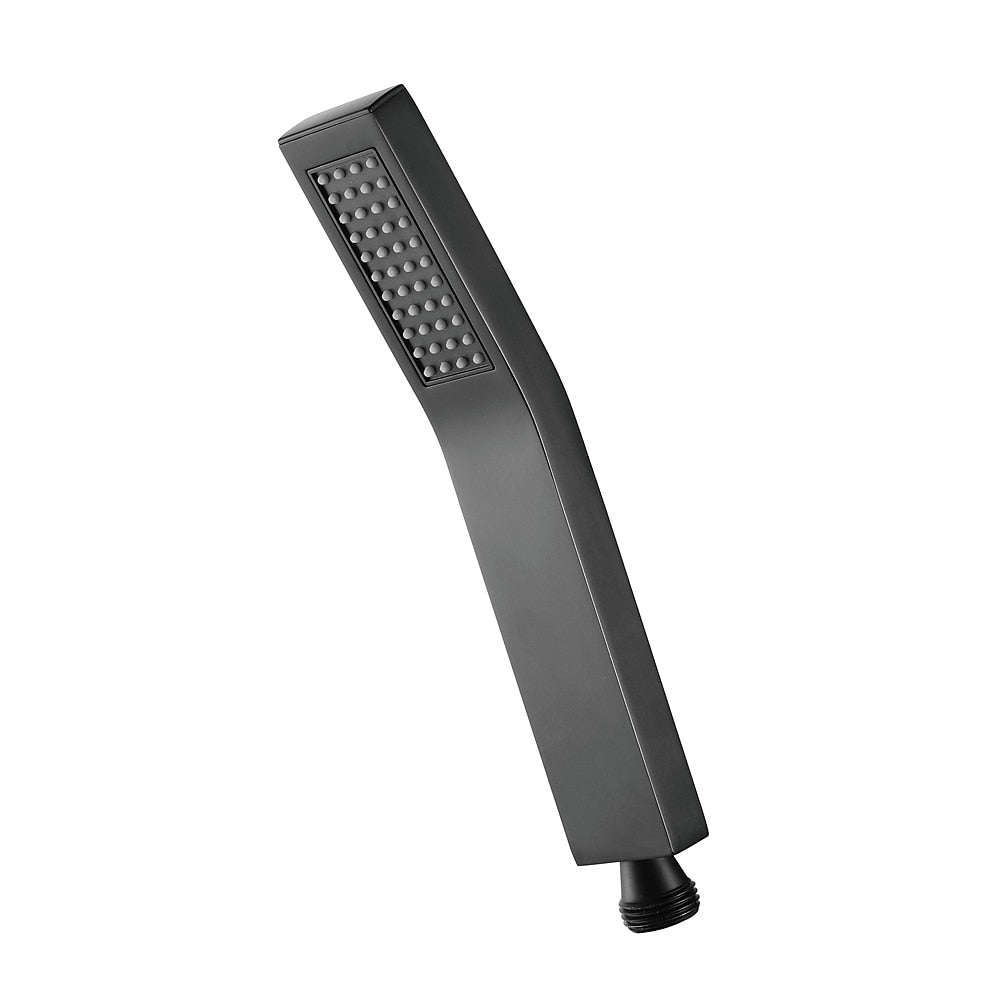 Matte Black Brass Handheld Shower Head, Single-Spray Wall-Mount Hand Shower with Hose / Bracket