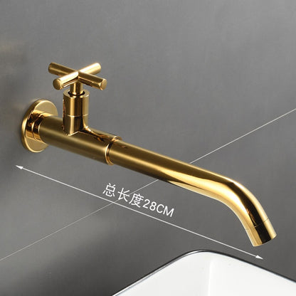 Wall-Mount Single-Handle Bathroom Faucet, Brass Sink Faucet with Swivel Spout / Cross Handle, Matte Black / Antique Brass / Chrome / Polished Gold / Gunmetal / Stainless Steel / Polished Brass