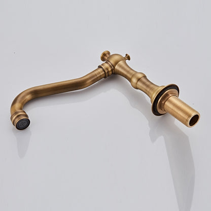 Traditional Antique Brass Widespread Bathroom Faucet, Dual Cross Handle Sink Faucet