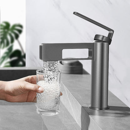 Modern Waterfall Bathroom Sink Faucet, Single-Handle Single-Hole Brass Faucet, Matte Black / Brushed Gold / Gunmetal / Chrome / Matte White