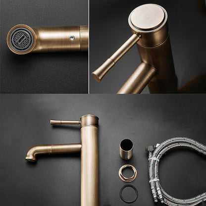 Vintage Tall Vessel Sink Faucet, Single-Handle Single-Hole Bathroom Faucet, Antique Brass / Matte Black