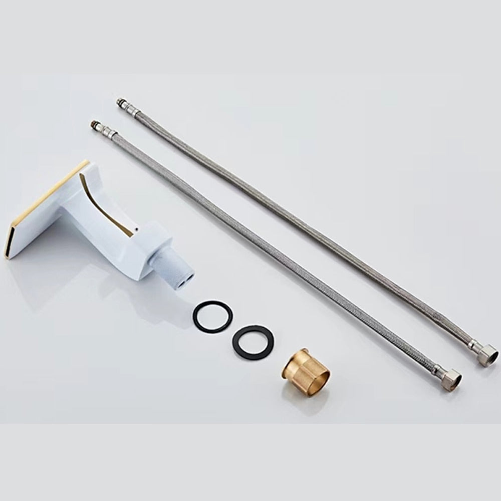 Waterfall Single-Hole Bathroom Faucet, Single-Handle Faucet with Pop-Up Drain