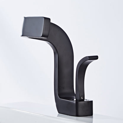 Waterfall Modern Bathroom Faucet, Single-Handle Single-Hole Brass Faucet
