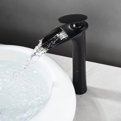 Waterfall Vessel Bathroom Faucet, Modern Single-Handle Single-Hole Tall Basin Faucet