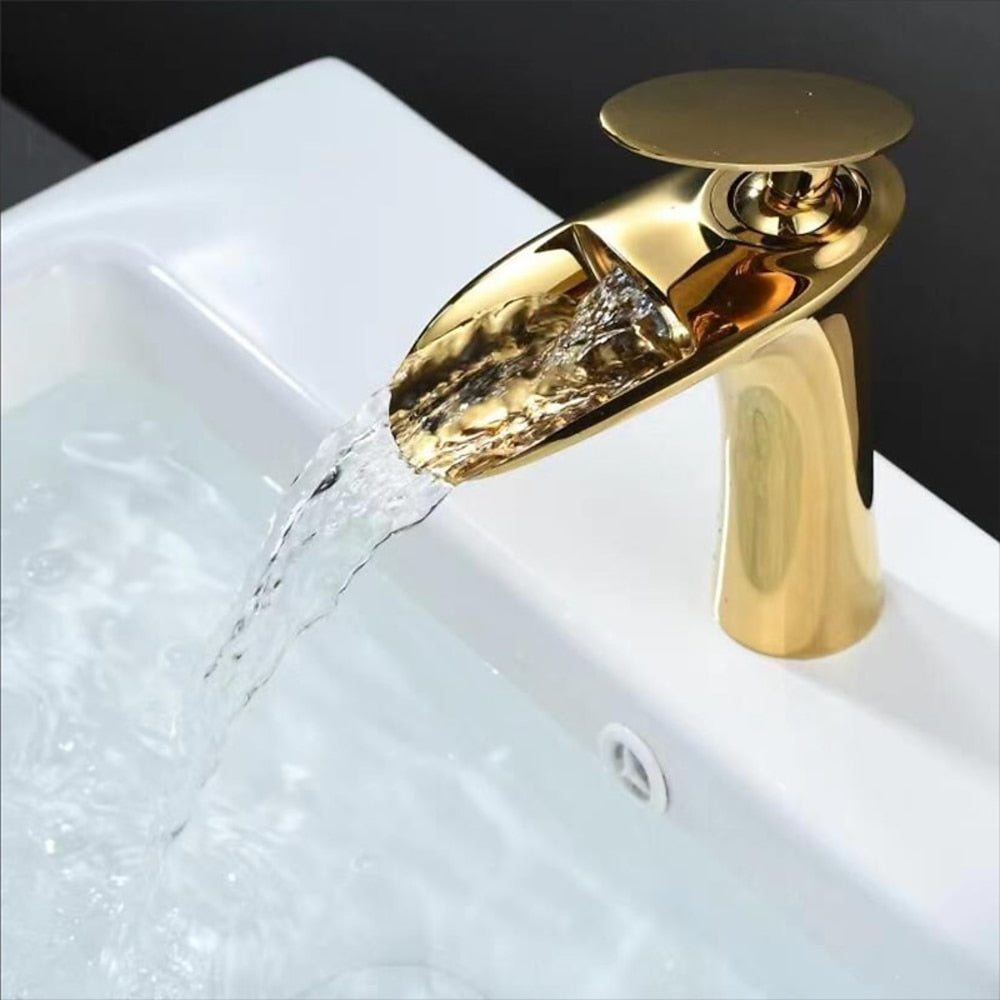 Modern Waterfall Bathroom Faucet, Single-Handle Single-Hole Faucet