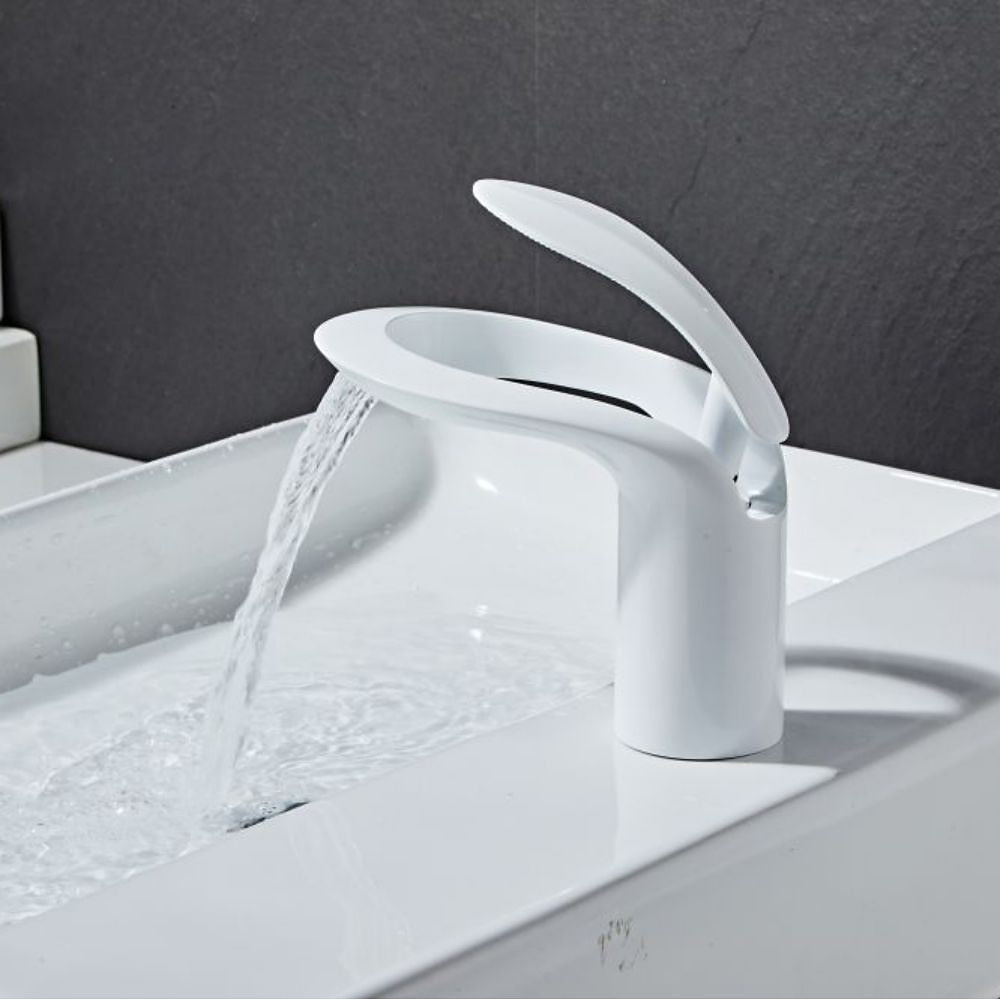 Modern Waterfall Bathroom Faucet, Single-Handle Brass Faucet