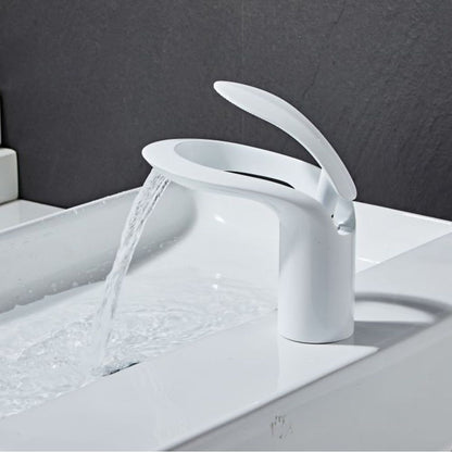 Modern Waterfall Bathroom Faucet, Single-Handle Brass Faucet