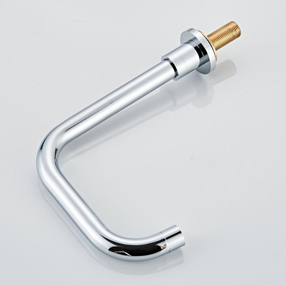 360-Degree Swivel Widespread Bathroom Faucet, Double Lever Handle Brass Basin Faucet, Polished Gold / Chrome