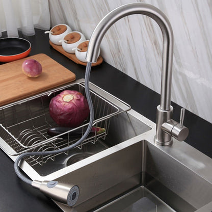 Modern Pull-Down Kitchen Faucet, Single-Handle High Arc Stainless Steel Faucet, Brushed Nickel / Chrome