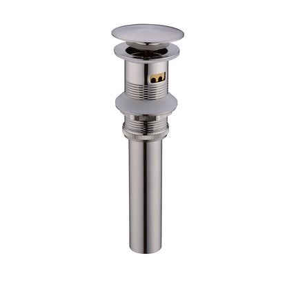 Pop-Up Sink Drain with Overflow, Contemporary Brass Basin Drain, Chrome / Brushed Nickel / Oil-Rubbed Bronze / Antique Brass