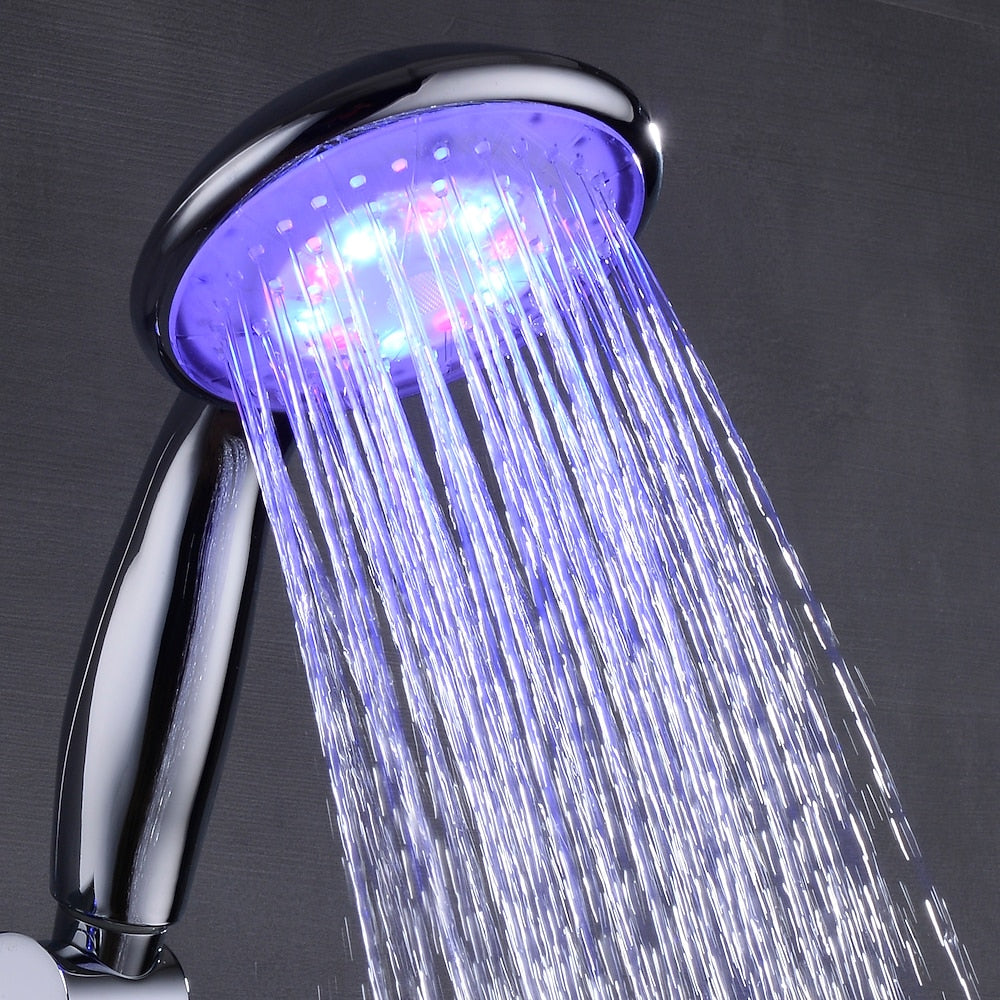 Chrome Contemporary LED Handheld Shower Head, ABS Plastic Hand Shower with Jet / Rainfall Spray Modes