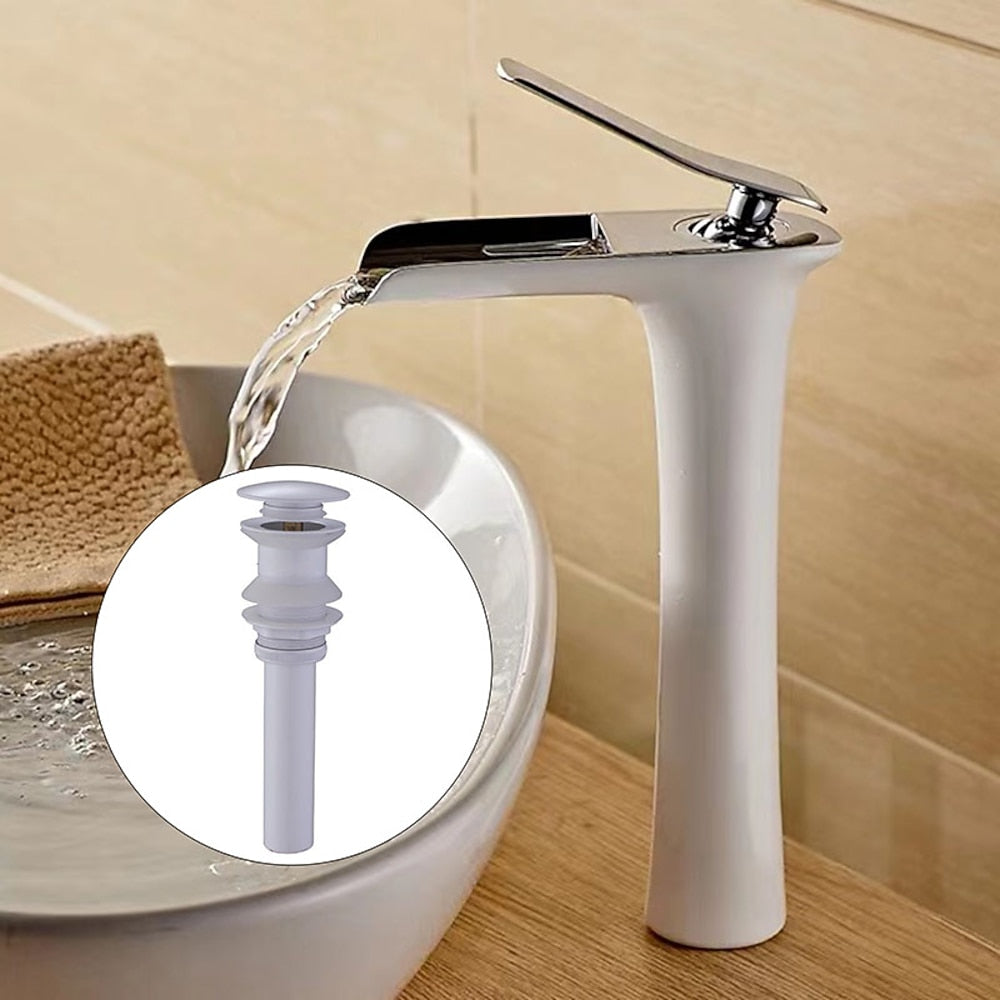 Waterfall Single-Hole Bathroom Faucet, Modern Single-Handle Sink Faucet with Pop-Up Drain