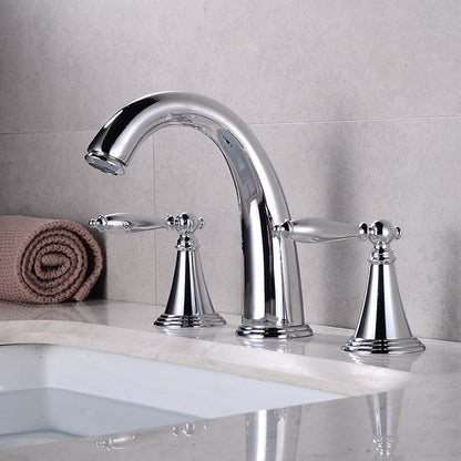 Vintage Widespread Bathroom Faucet, Double Handle 3-Hole Faucet