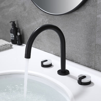 Matte Black Modern 3-Hole Widespread Bathroom Faucet, High Arc Dual-Handle Faucet