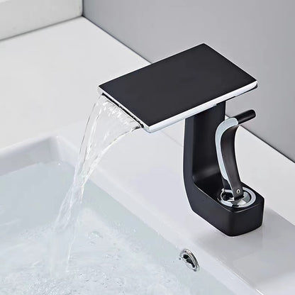Waterfall Single-Hole Bathroom Faucet, Single-Handle Faucet with Pop-Up Drain