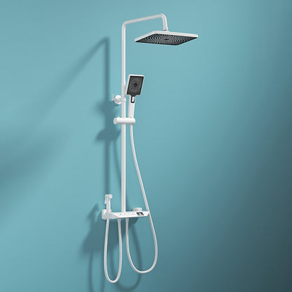 Digital Display Waterfall Rainfall Brass Shower Faucet Set, Wall-Mounted Complete Tub & Shower System, Matte Black / Matte White / Gunmetal