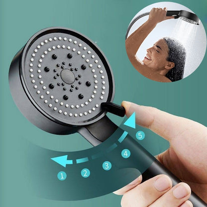 5-Spray Mode Matte Black Handheld Shower Head, High-Pressure Bathroom Showerhead